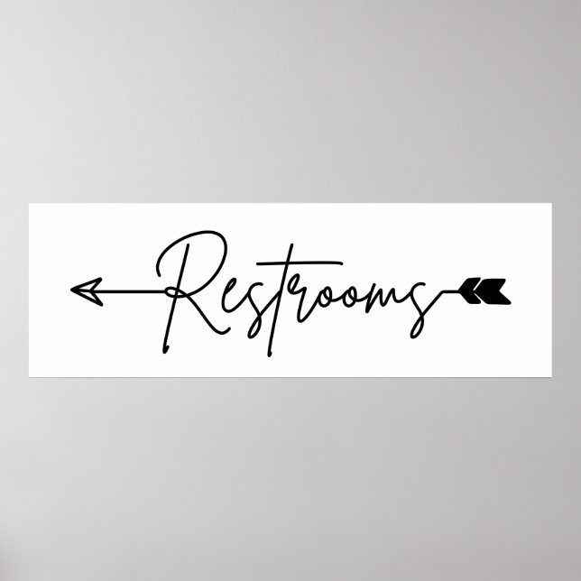 Affiche Panneau de direction des salles de toilettes à gau (Devant)