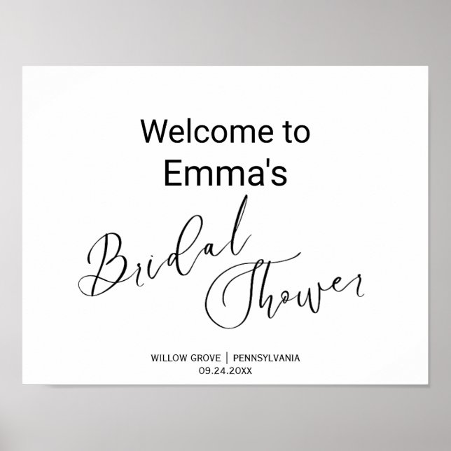 Affiche Panneau de douche à calligraphie noire simple (Devant)