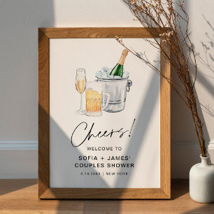 Affiche Panneau de douche CRISTAL Bubbles and Brews Couple