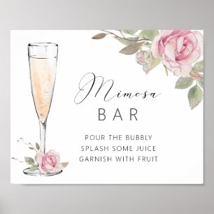 Affiche Panneau de douche de bar Mimosa Rose rose