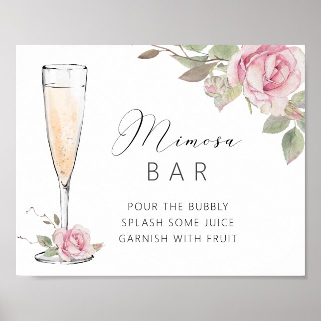 Affiche Panneau de douche de bar Mimosa Rose rose (Devant)