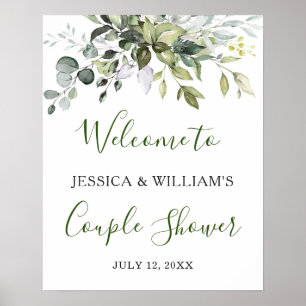 Affiche Panneau de douche de couple de verdure d'eucalyptu