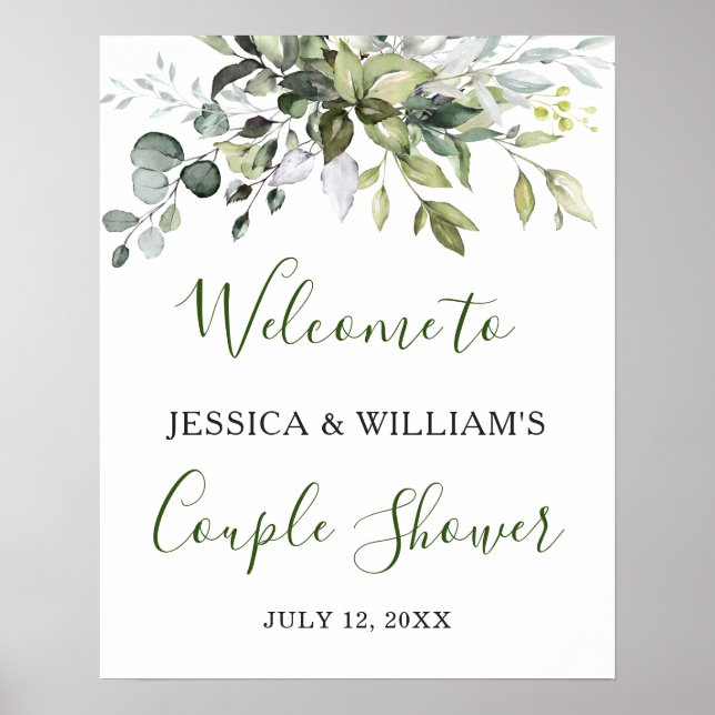 Affiche Panneau de douche de couple de verdure d'eucalyptu (Devant)