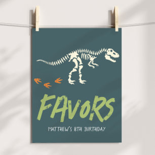 Affiche Panneau de Faveur d'Anniversaire Enfants Dinosaure
