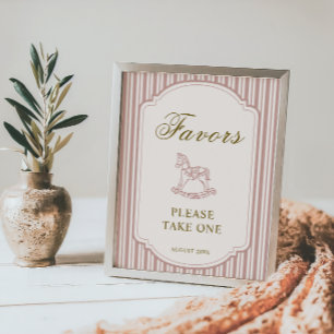 Affiche Panneau de faveur de Baby Shower Cheval à Bascule