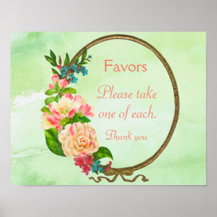 Affiche Panneau de faveur de douche de fleurs roses