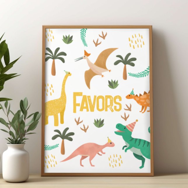 Affiche Panneau de faveur de fête de dinosaures jurassique (Créateur téléchargé)