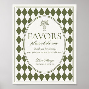 Affiche Panneau de faveur de mariage à carreaux Harlequin