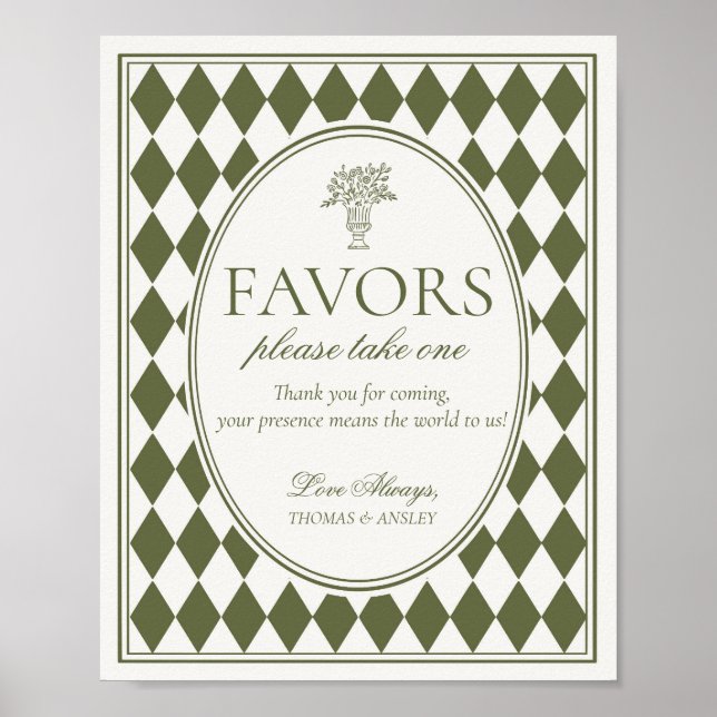 Affiche Panneau de faveur de mariage à carreaux Harlequin  (Devant)