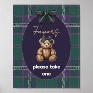 Affiche Panneau de faveur d'ours chic élégant fantaisie