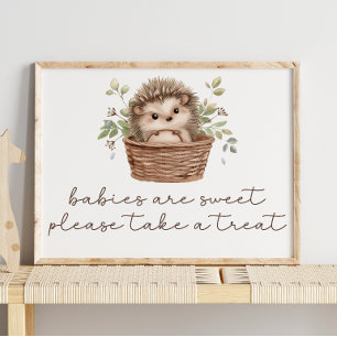 Affiche Panneau de faveur doux pour Baby Shower Hérisson M