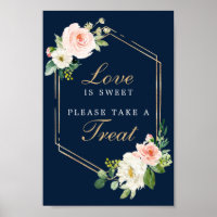 Panneau de Faveurs Amour Sucré Bleu Marine Or