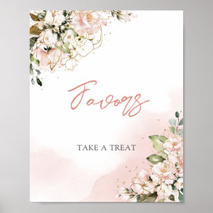 Affiche Panneau de faveurs boho or floral rose carmin mode