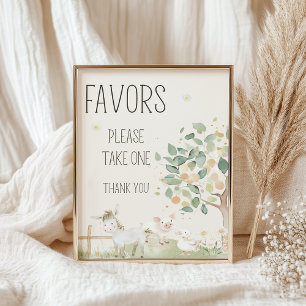 Affiche Panneau de Faveurs de Baby Shower Amis des Animaux