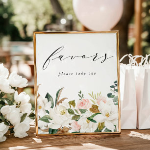 Affiche Panneau de Faveurs de Baby Shower Magnolias Élégan