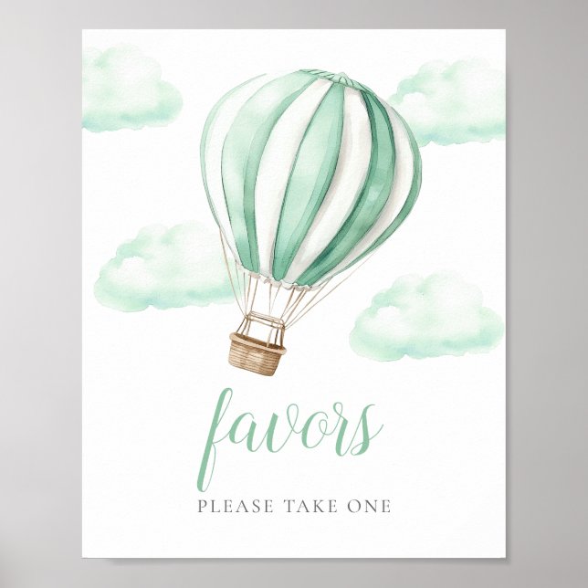 Affiche Panneau de Faveurs de Baby Shower Montgolfière Mig (Devant)