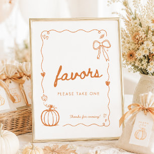 Affiche Panneau de Faveurs de Baby Shower Pompkin Dessiné
