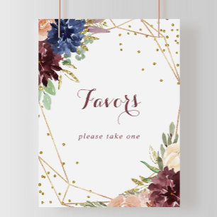 Affiche Panneau de Faveurs de Mariage Géométrique Rustique