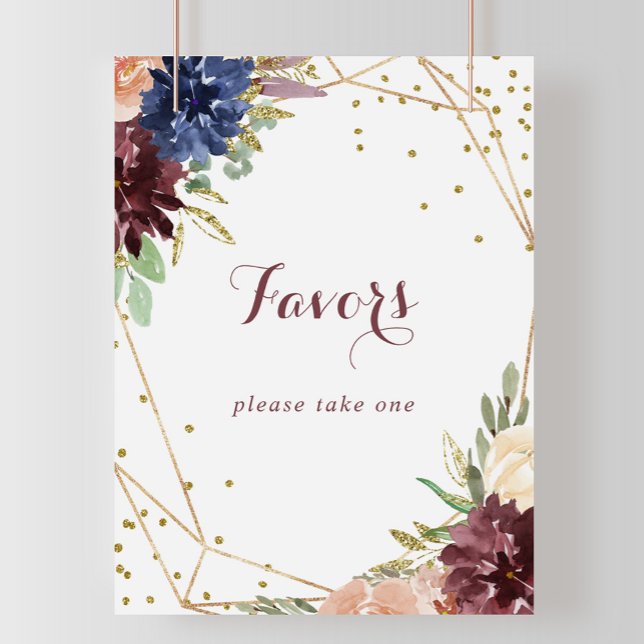 Affiche Panneau de Faveurs de Mariage Géométrique Rustique (Créateur téléchargé)