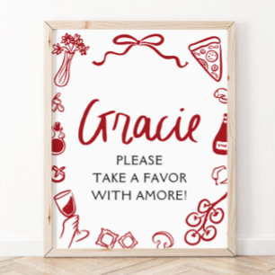 Affiche Panneau de faveurs de pizza et de pâtes italiennes