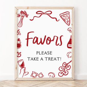 Affiche Panneau de faveurs de pizza et de pâtes italiennes