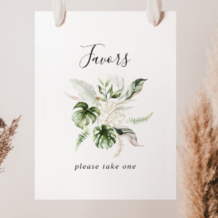 Affiche Panneau de Faveurs de Verdure Tropicale en Or
