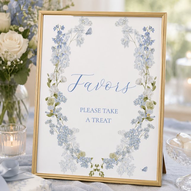 Affiche Panneau de Faveurs Fleurs Bleues (Créateur téléchargé)