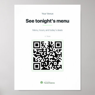Affiche Panneau de fenêtre de code QR pour les restaurants