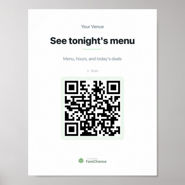 Affiche Panneau de fenêtre de code QR pour les restaurants (Devant)