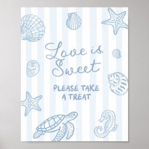 Affiche Panneau de fête amour est doux bleu gribouillé à l
