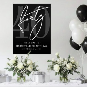 Affiche Panneau de fête d'anniversaire 40 ans noir