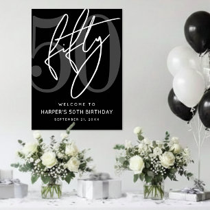 Affiche Panneau de fête d'anniversaire 50 ans noir