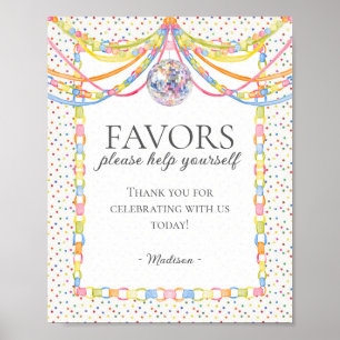 Affiche Panneau de Fête d'Anniversaire avec Confettis