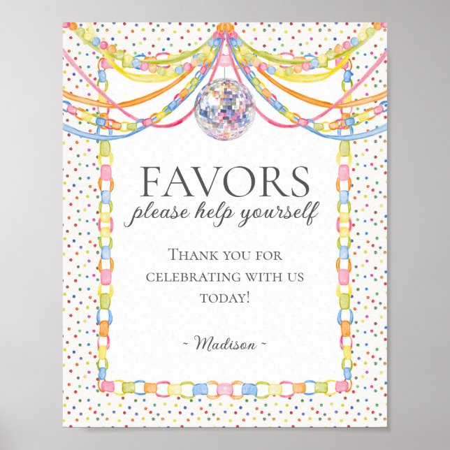 Affiche Panneau de Fête d'Anniversaire avec Confettis (Devant)