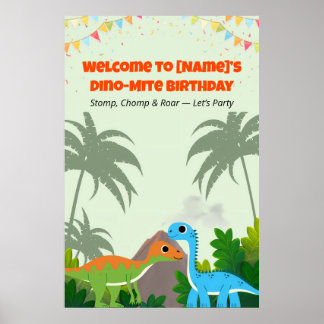 Affiche Panneau de fête d'anniversaire de dinosaure modifi