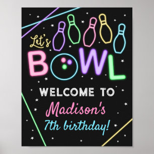 Affiche Panneau de fête d'anniversaire de Glow Bowl Welcom