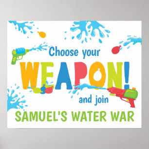 Affiche Panneau de fête d'anniversaire de guerre de l'eau 