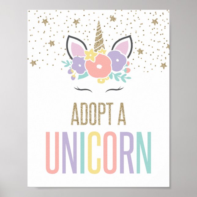 Affiche Panneau de fête d'anniversaire Licorne Magique à a (Devant)