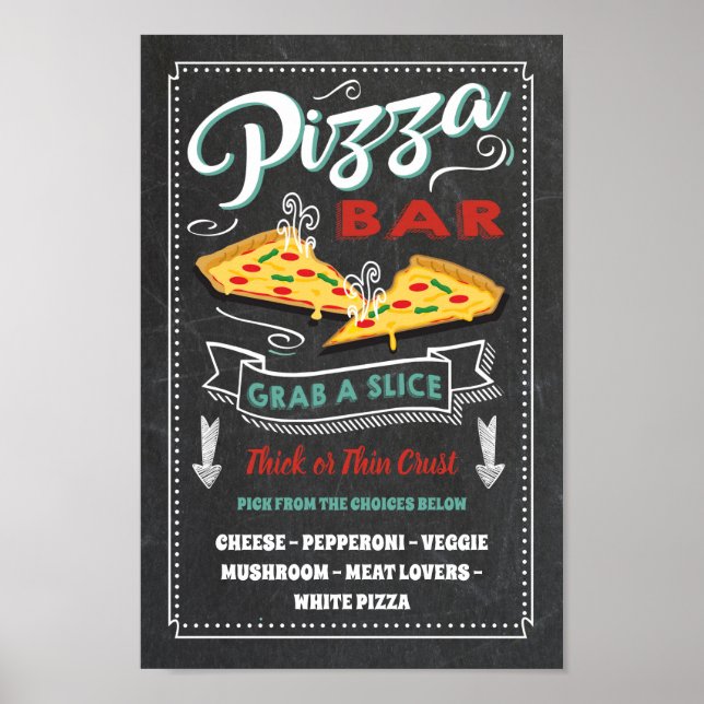 Affiche Panneau de fête de bar à parts de pizza (Devant)