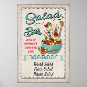 Affiche Panneau de fête de bar à salades