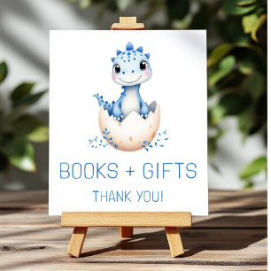 Affiche Panneau de Fête de Bébé Livres et Cadeaux Dinosaur