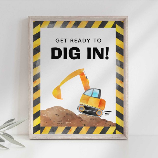 Affiche Panneau de fête de camion de construction (Créateur téléchargé)