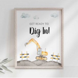 Affiche Panneau de fête de camion de construction