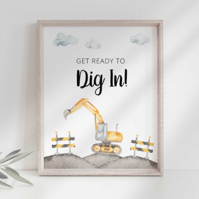 Affiche Panneau de fête de camion de construction (Créateur téléchargé)