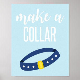 Affiche Panneau de fête de chiot Réalisez un collier bleu
