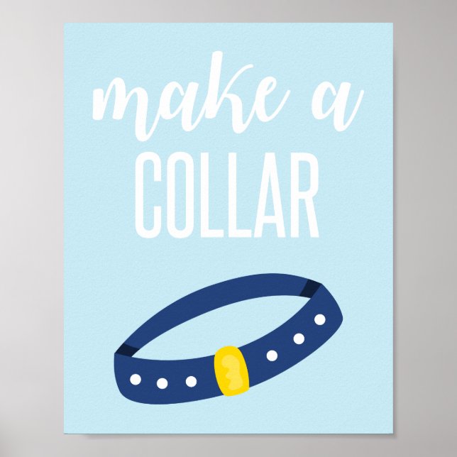 Affiche Panneau de fête de chiot Réalisez un collier bleu (Devant)