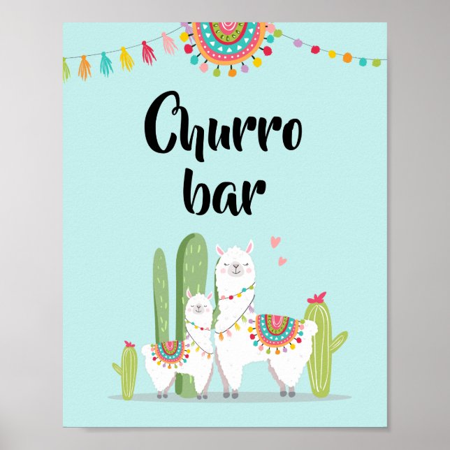 Affiche Panneau de fête de churro snack Fiesta Llama Baby  (Devant)
