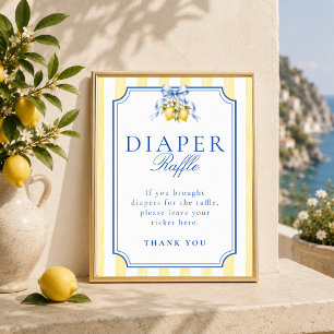 Affiche Panneau de fête de diaper raffle pour bébé au citr