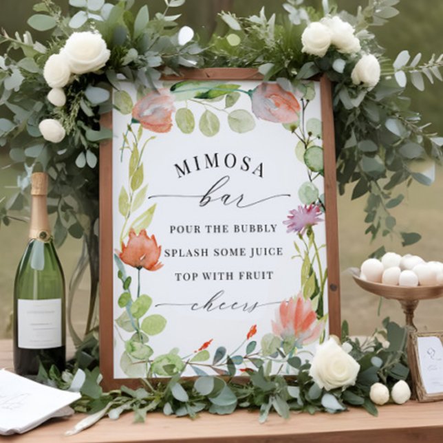 Affiche Panneau de Fête de Fiançailles "Bar Mimosa" Jardin (Créateur téléchargé)