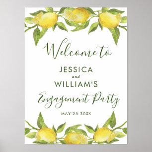 Affiche Panneau de fête de fiançailles de verdure de Fleur